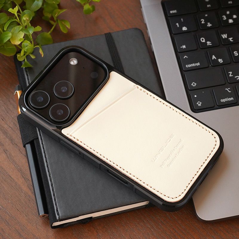 iPhone17Pro ケース 背面 カード収納 ブランド 本革 スマホケース カード入れ レザー カバー 栃木レザー カードポケット オフホワイト 白