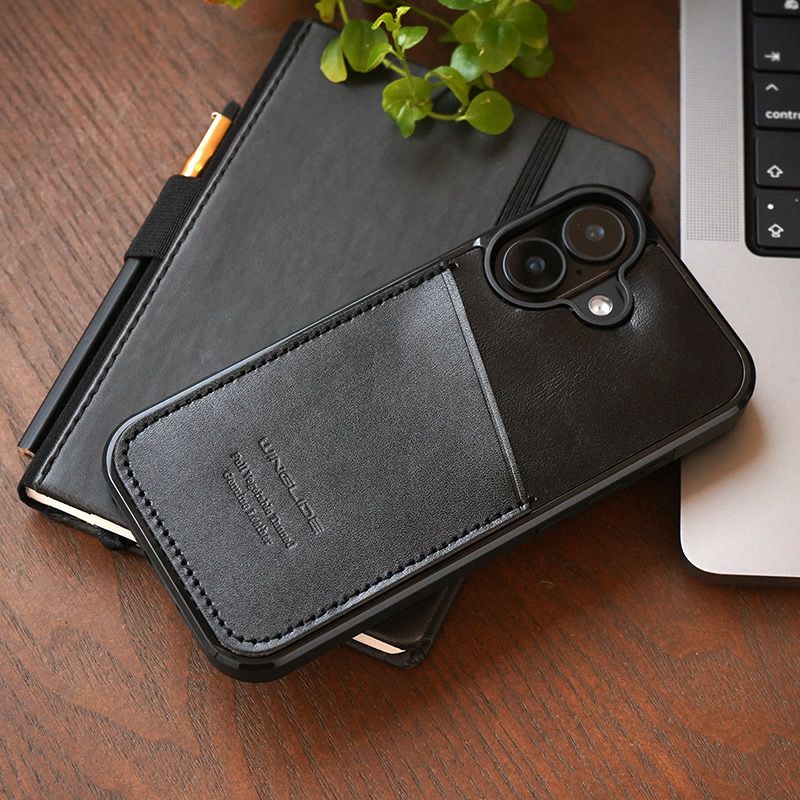 iPhone17 ケース 背面 カード収納 ブランド 本革 スマホケース カード入れ レザー カバー 栃木レザー カードポケット ブラック 黒