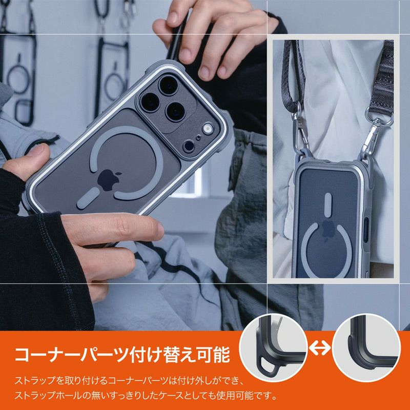 iPhone17 Pro / iPhone17 ProMax ケース 耐衝撃 スマホケース 衝撃吸収 クリアケース MagSafe ショルダー
