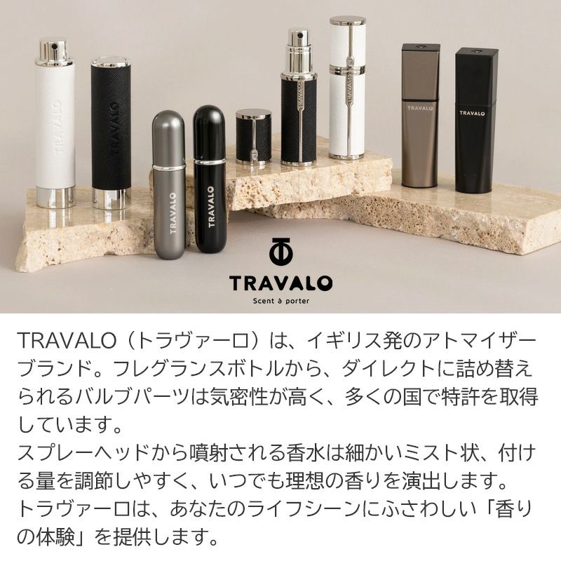  トラヴァ―ロ TRAVALO WALZER PU LEATHER SET アトマイザー 香水 詰め替え チャージ 簡単 スプレー 5ml スリム 香水 携帯 持ち運び 