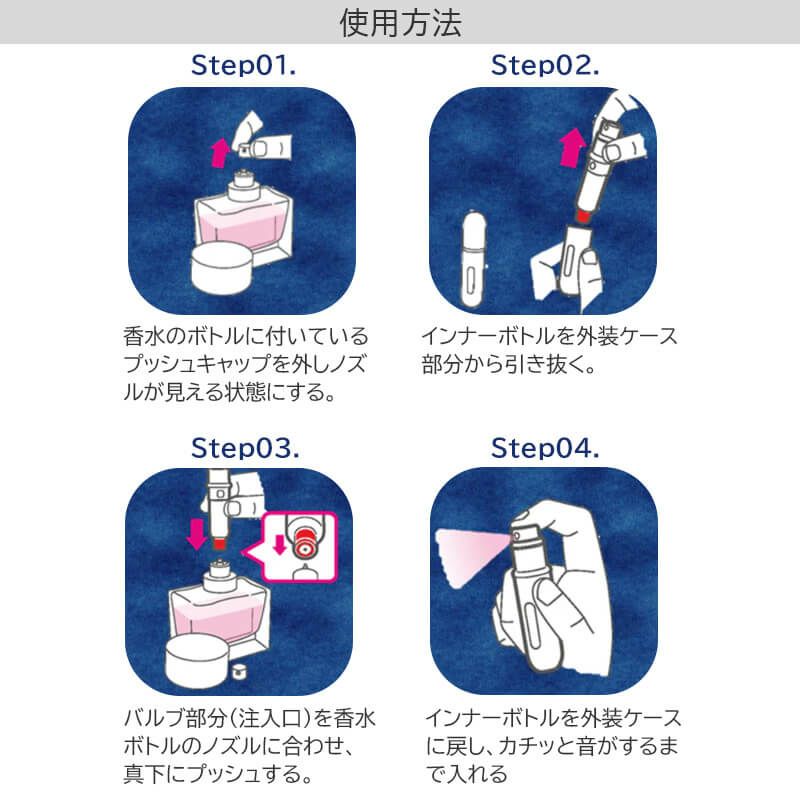 アトマイザー トラヴァーロ TRAVALO 香水 詰め替えチャージ 簡単スプレー 5ml スリム香水 携帯持ち運び