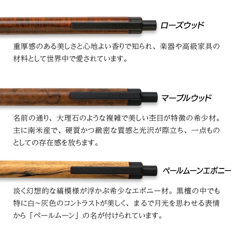エバードロー シャーペン EVERDRAW かっこいい おしゃれ 木と真鍮の融合 シャープペンシル