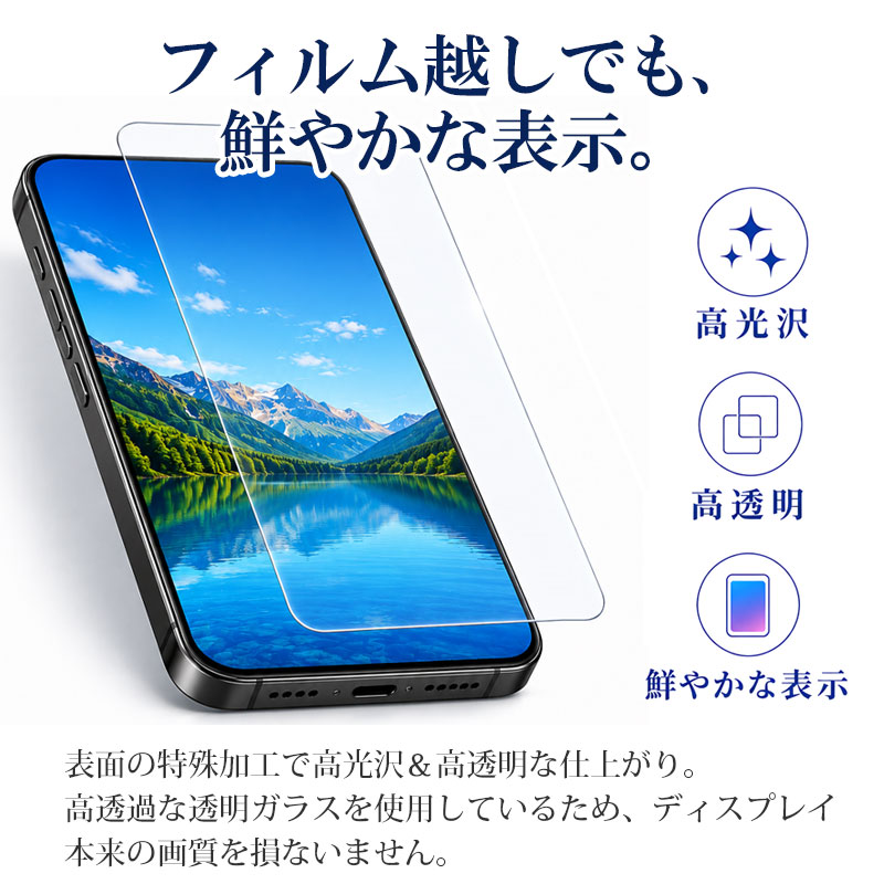 iPhone 17 /17Pro / 17ProMax フィルム ブルーライトカット 光沢ガラス 強化ガラス 液晶保護 画面指紋防止 Pro 高硬度9H 