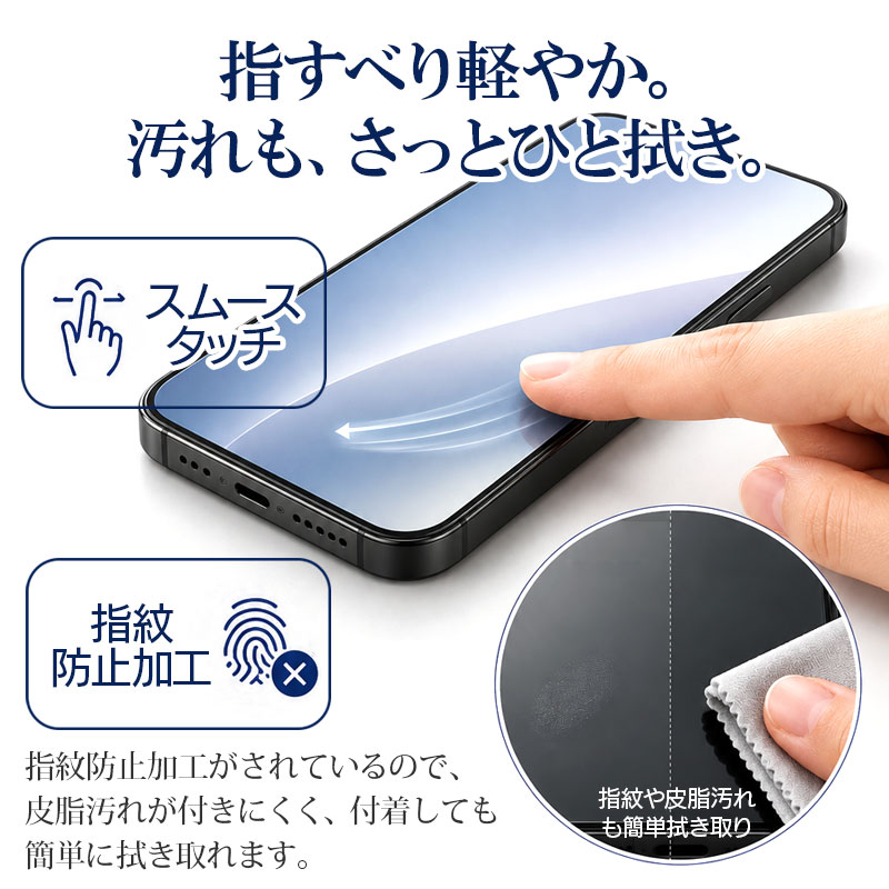 iPhone 17 /17Pro / 17ProMax フィルム ブルーライトカット 光沢ガラス 強化ガラス 液晶保護 画面指紋防止 Pro 高硬度9H 