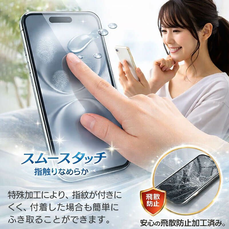 iPhone16e 16 16Plus 16Pro 16ProMax ブルーライトカットフィルム 光沢ガラス 液晶保護 画面指紋防止 Pro