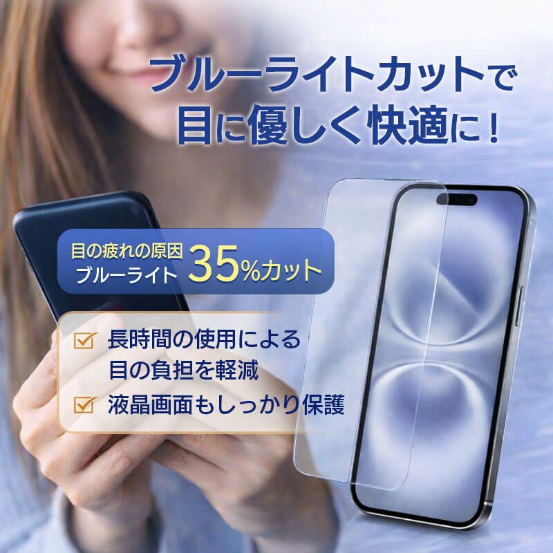 iPhone 15 15Plus 15Pro 15ProMax ブルーライトカット フィルム 光沢 強化ガラス 液晶保護 画面指紋防止 Pro